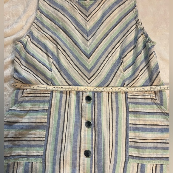 Vince Camuto Women's Blue White Stripe Casual Midi Linen Cotton Summer Dress XL - Picture 8 of 9